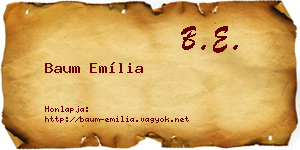 Baum Emília névjegykártya
